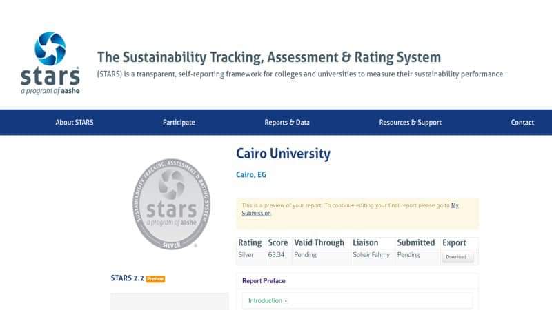 جامعة القاهرة تحصد المرتبة الفضية فى تصنيف تقييم وتتبع الاستدامة فى الجامعات STARS 1 FB IMG 1724056920366 جامعة القاهرة تحصد المرتبة الفضية فى تصنيف تقييم وتتبع الاستدامة فى الجامعات STARS موقع في الجامعة