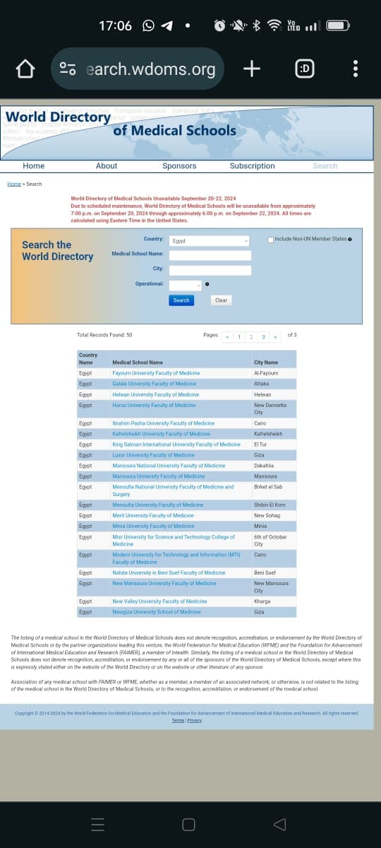 IMG 20240921 WA0084 التخطيط طب جامعة المنوفية الأهلية تنضم إلى الدليل العالمي لكليات الطب World Directory of Medical Schools (WDOMS) موقع في الجامعة