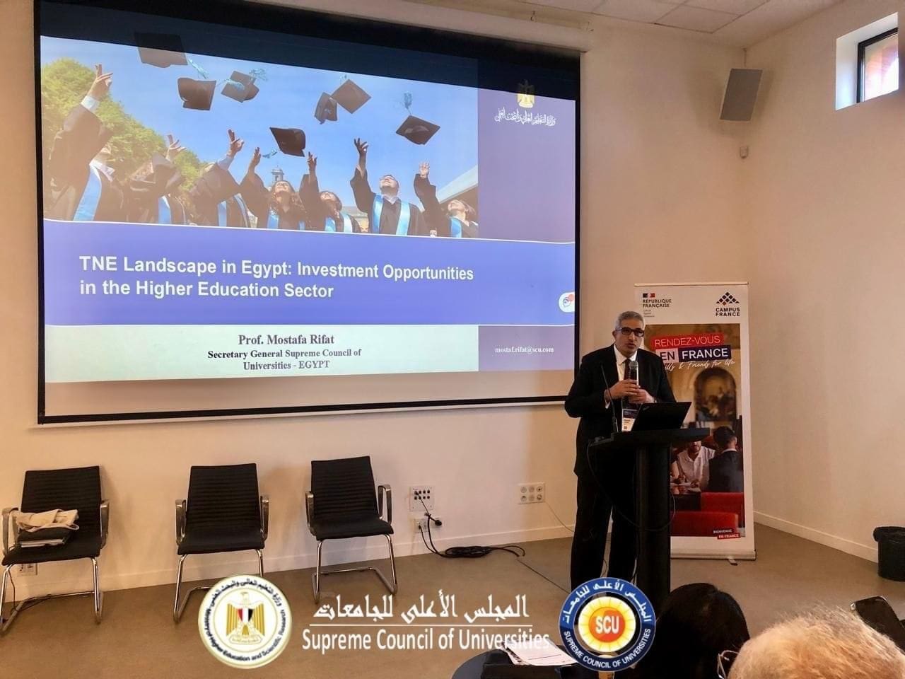 IMG 1724 الأعلى للجامعات أمين الأعلى للجامعات يؤكد على فرص الاستثمار في التعليم العالي المصري موقع في الجامعة
