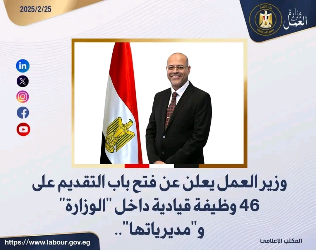 1740472652419 العمل 46 وظيفة قيادية بوزارة العمل.. الشروط ورابط التقديم موقع في الجامعة