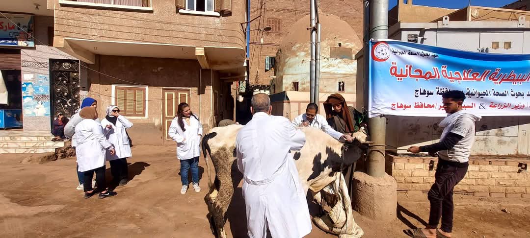 FB IMG 1739806996186 جامعة بحوث الصحة الحيوانية ينفذ قَافلة بيطرية مجانية لدعم صغار المربين والمزارعين بسوهاج موقع في الجامعة