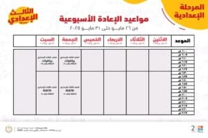 قبل امتحانات الشهادة الإعدادية 2025.. إليكم مواعيد المراجعة النهائية المجانية على "مدرستنا 2" 7 قبل امتحانات الشهادة الإعدادية.. راجع دروسك مجانًا مع "مدرستنا 2"