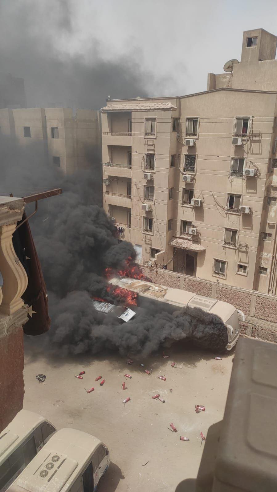 أول تعليق من مدارس الحسام المتكاملة بشأن حادث حريق أحد أتوبيسات المدرسة
