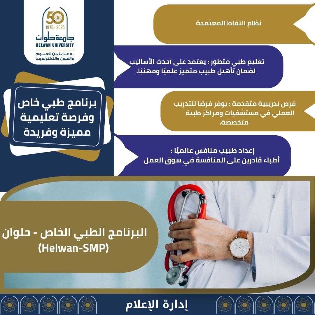 تنسيق الجامعات 2025.. جامعة حلوان تعلن فتح باب القبول بالبرنامج الطبي الخاص SMP 1 IMG 20250619 WA0012 جامعة حلوان تنسيق الجامعات 2025.. جامعة حلوان تعلن فتح باب القبول بالبرنامج الطبي الخاص SMP موقع في الجامعة