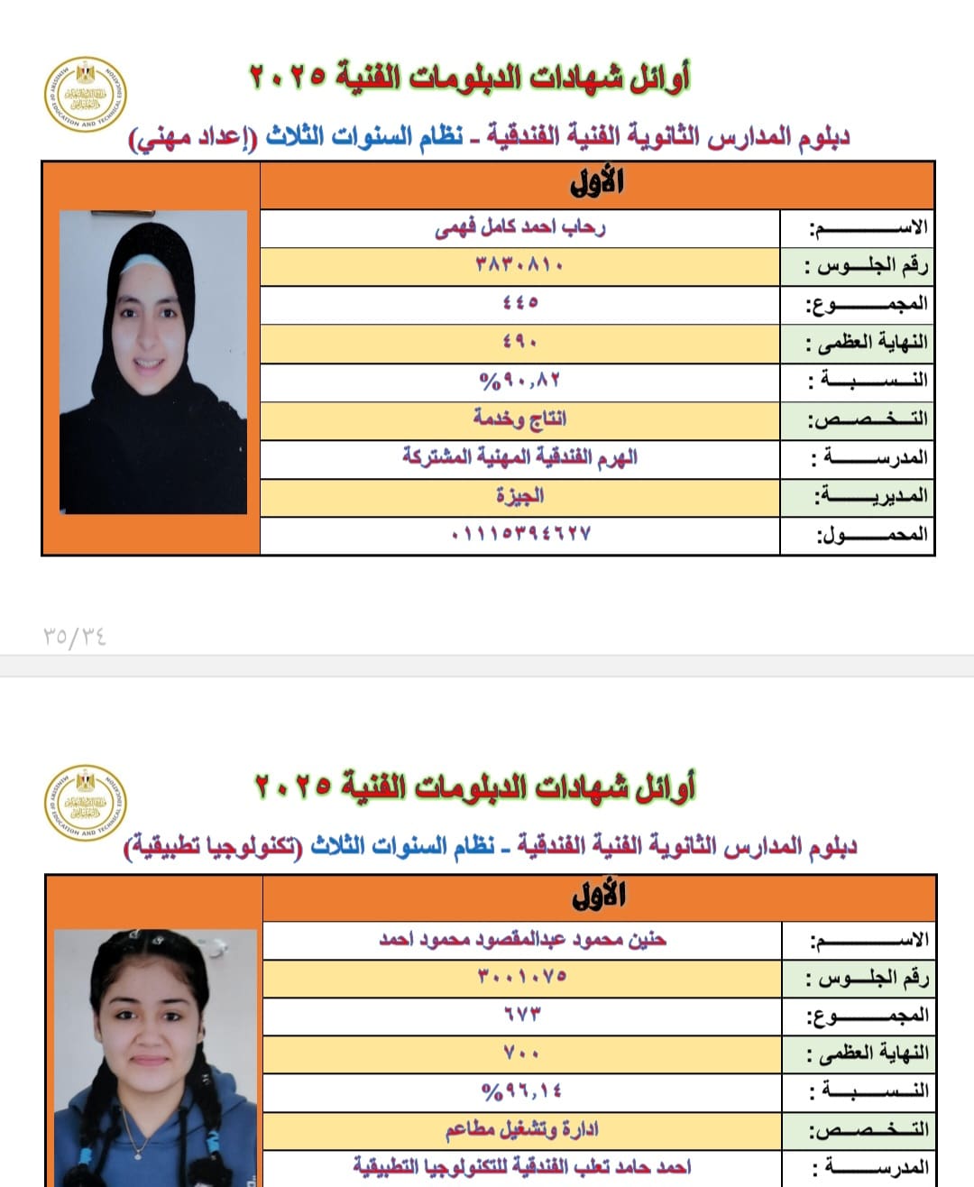Screenshot ٢٠٢٥٠٧١٣ ١٠٣٣١٣ Samsung Notes بنها بالأسم والصورة.. ننشر أوائل الدبلومات الفنية 2025 موقع في الجامعة