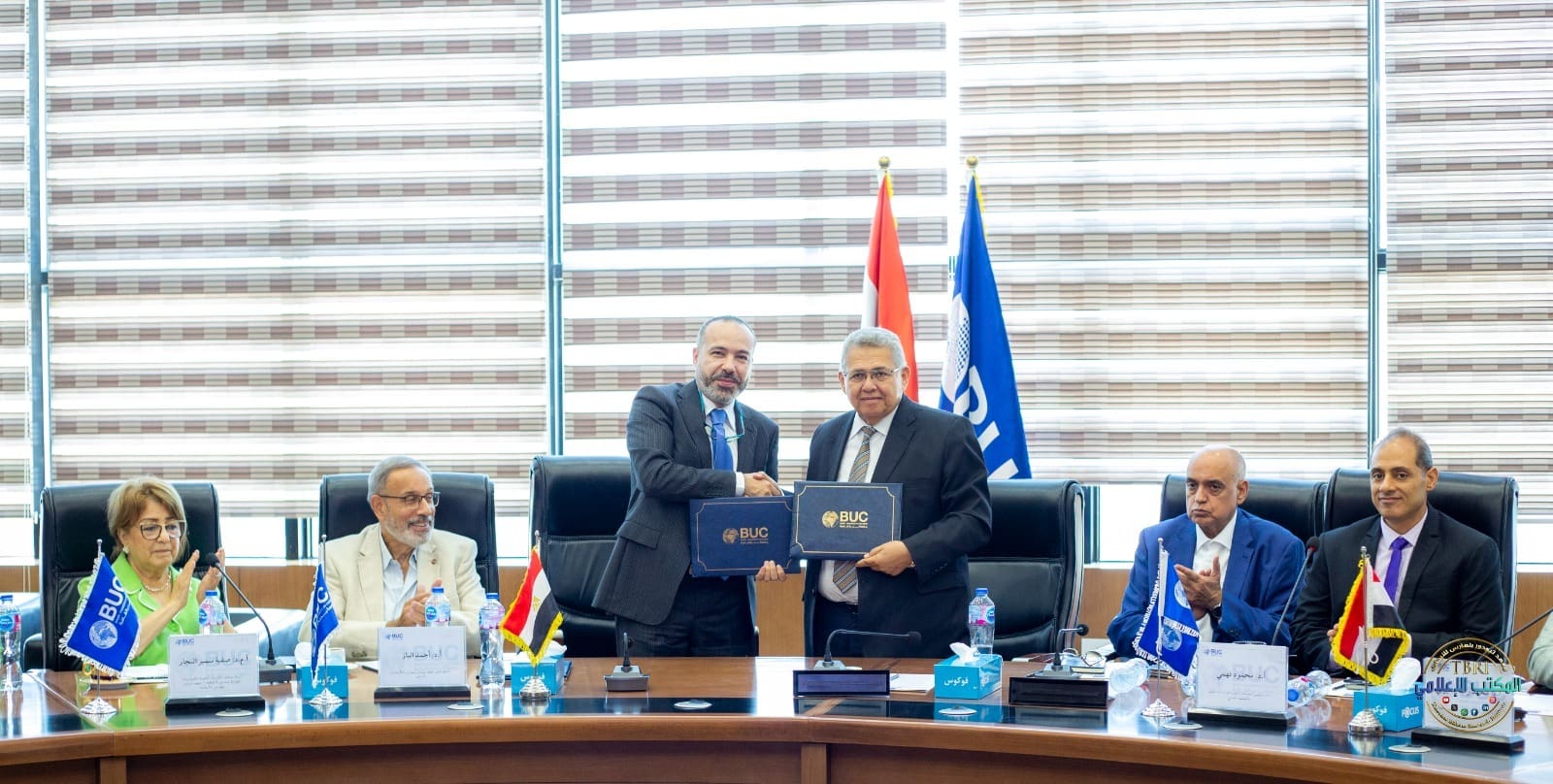 IMG 20250809 WA0066 مجلس أمناء معهد تيودور بلهارس للأبحاث يوقع بروتوكول تعاون مع جامعة بدر بالقاهرة موقع في الجامعة