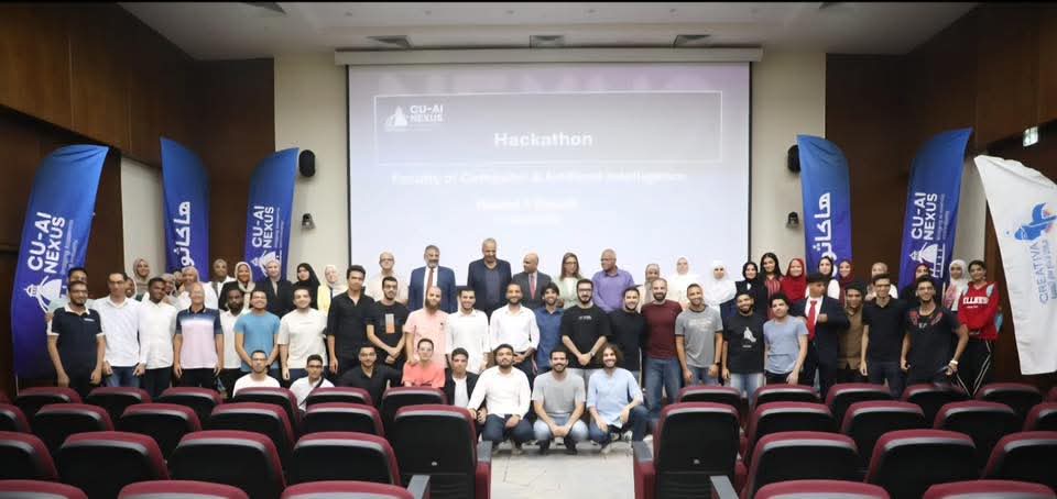 FB IMG 1758020424980 مجلس جامعة القاهرة تختار 6 فرق مبتكرة من أصل 22 في المرحلة الأولى من هاكاثون الذكاء الاصطناعي موقع في الجامعة