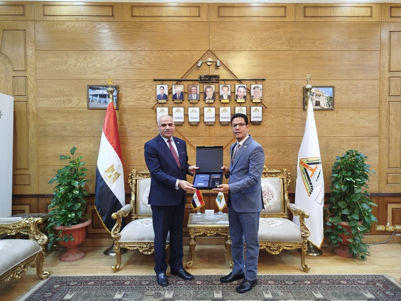 IMG 5252 بنها رئيس جامعة بنها يستقبل رئيس مجلس أمناء جامعة جنوب الوادي الأهلية موقع في الجامعة