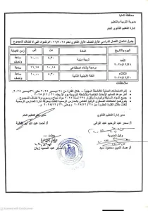 المنيا تعلن جداول امتحانات الصفين الأول والثاني الثانوي للفصل الدراسي الأول 2025-2026 3 1501295 امتحان المنيا تعلن جداول امتحانات الصفين الأول والثاني الثانوي للفصل الدراسي الأول 2025-2026 موقع في الجامعة