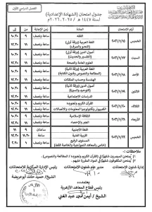 بالصور.. تفاصيل جداول امتحانات الابتدائية والإعدادية الأزهرية 2026 4 162531 3 امتحانات بالصور.. تفاصيل جداول امتحانات الابتدائية والإعدادية الأزهرية 2026 موقع في الجامعة