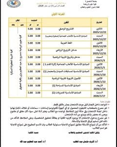 تربية رياضية المنصورة تعلن جداول امتحانات الفصل الدراسي الأول للعام 2025/2026 2 1765827841039 تربية تربية رياضية المنصورة تعلن جداول امتحانات الفصل الدراسي الأول للعام 2025/2026 موقع في الجامعة