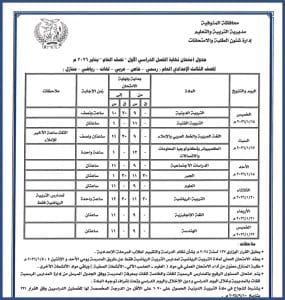 المنوفية تعلن جداول امتحانات المرحلة الإعدادية للفصل الأول دور يناير 2026 4 1766502420407 المنوفية المنوفية تعلن جداول امتحانات المرحلة الإعدادية للفصل الأول دور يناير 2026 موقع في الجامعة