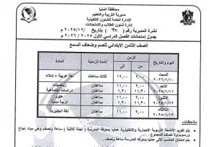 المنيا تعلن جداول امتحانات الفصل الدراسي الأول 2025/2026 لجميع المراحل الدراسية 15 1766523346259 المنيا المنيا تعلن جداول امتحانات الفصل الدراسي الأول 2025/2026 لجميع المراحل الدراسية موقع في الجامعة