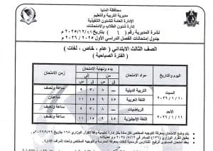 المنيا تعلن جداول امتحانات الفصل الدراسي الأول 2025/2026 لجميع المراحل الدراسية 9 1766523446078 المنيا المنيا تعلن جداول امتحانات الفصل الدراسي الأول 2025/2026 لجميع المراحل الدراسية موقع في الجامعة