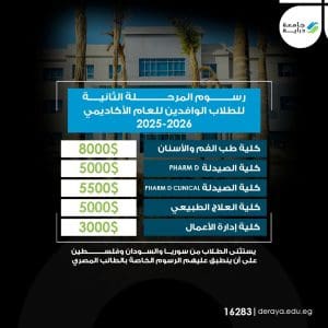 جامعة دراية تفتح باب التقديم للطلاب الوافدين للعام الأكاديمي 2025/2026.. المصروفات ورابط التسجيل 2 FB IMG 1764947234425 جامعة دراية جامعة دراية تفتح باب التقديم للطلاب الوافدين للعام الأكاديمي 2025/2026.. المصروفات ورابط التسجيل موقع في الجامعة