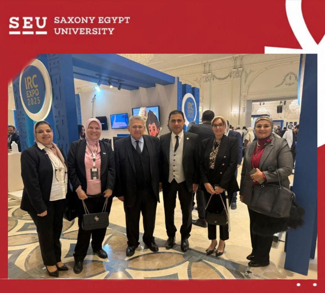 FB IMG 1765538578294 التعليم العالي جامعة ساكسوني مصر تبرز دورها في الابتكار العالمي بمعرض IRC EXPO 2025 برعاية رئيس الجمهورية موقع في الجامعة