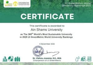جامعة عين شمس ضمن أفضل 21% عالميًا في تصنيف Green Metric 2025 2 FB IMG 1766224958167 جامعة عين شمس جامعة عين شمس ضمن أفضل 21% عالميًا في تصنيف Green Metric 2025 موقع في الجامعة