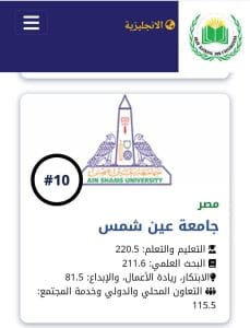 للعام الثالث على التوالى.. جامعة عين شمس ضمن أفضل 10 جامعات عربية في تصنيف الجامعات العربية 2025 2 FB IMG 1766855226044 جامعة عين شمس للعام الثالث على التوالى.. جامعة عين شمس ضمن أفضل 10 جامعات عربية في تصنيف الجامعات العربية 2025 موقع في الجامعة