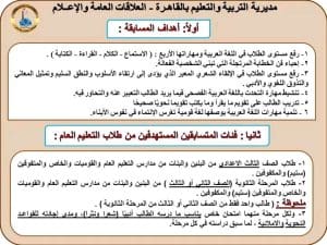 تعليم القاهرة تعلن تفاصيل مسابقة التحدث باللغة العربية الفصحى والخطابة لعام 2026 3 أهداف المسابقة