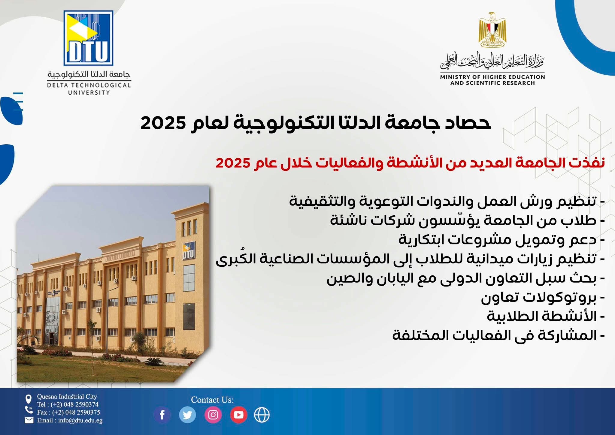 FB IMG 1767296277182 بحوث جامعة الدلتا التكنولوجية تحقق إنجازات مبتكرة وريادة أعمال متميزة لعام 2025 موقع في الجامعة