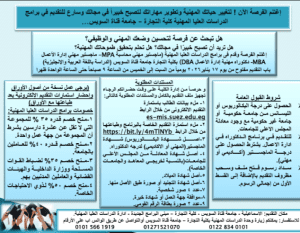 كلية التجارة بجامعة قناة السويس تفتح باب التقديم لبرامج الدراسات العليا المهنية.. رابط التسجيل 3 IMG ٢٠٢٦٠١٠٧ ٢١٢٨٢٠ قناة السويس كلية التجارة بجامعة قناة السويس تفتح باب التقديم لبرامج الدراسات العليا المهنية.. رابط التسجيل موقع في الجامعة