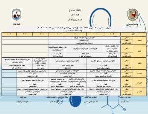 لطلاب قسم ترميم الآثار بجامعة سوهاج.. إليك جداول محاضرات التيرم الثاني 2025-2026 4 جداول محاضرات التيرم الثاني 2026