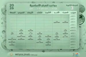 1772905378831 إليكم جدول دروسكم على قناة مدرستنا 3 طلاب الثانوية 2026.. إليكم جدول دروسكم على قناة «مدرستنا 3» وإعادتها موقع في الجامعة