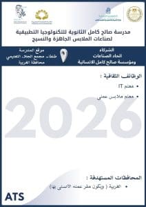 وظائف شاغرة بمدرسة صالح كامل الثانوية للتكنولوجيا التطبيقية.. قدم الآن 3 وظائف شاغرة بمدرسة صالح كامل الثانوية