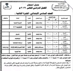 1777216205019 محافظ الشرقية يعتمد جدول امتحانات الفصل الدراسي محافظ الشرقية يعتمد جدول امتحانات الفصل الدراسي الثاني للعام الدراسي 2026 موقع في الجامعة