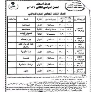 1777216210089 محافظ الشرقية يعتمد جدول امتحانات الفصل الدراسي محافظ الشرقية يعتمد جدول امتحانات الفصل الدراسي الثاني للعام الدراسي 2026 موقع في الجامعة