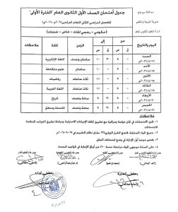 جداول امتحانات الصفين الأول والثاني الثانوي للفصل الدراسي الثاني 2025/2026 بسوهاج 5 جداول امتحانات الصفين الأول والثاني الثانوي للفصل الدراسي الثاني 2025/2026