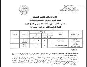 FB IMG 1776799759594 المنوفية تُعلن جداول امتحانات الفصل الدراسي الثاني المنوفية تُعلن جداول امتحانات الفصل الدراسي الثاني لصفوف المرحلة الابتدائية دور مايو 2026 موقع في الجامعة
