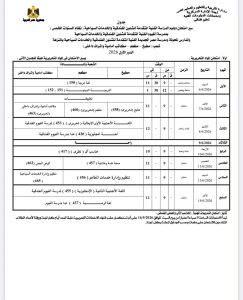 IMG 20260423 WA0186 جداول امتحانات الدبلومات الفنية لجميع التخصصات تبدأ 6 يونيو المقبل.. ننشر جداول امتحانات الدبلومات الفنية لجميع التخصصات 2025 / 2026 موقع في الجامعة