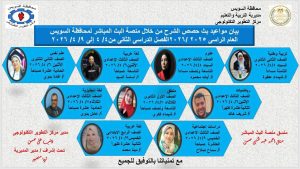 مواعيد دروس منصة البث المباشر للترم الثاني 2026 بالسويس 2 مواعيد دروس منصة البث المباشر