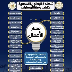 شهادة البكالوريا المصرية.. الكليات والتخصصات وفقًا لمسار الأعمال 3 الكليات والتخصصات وفقًا لمسار الأعمال
