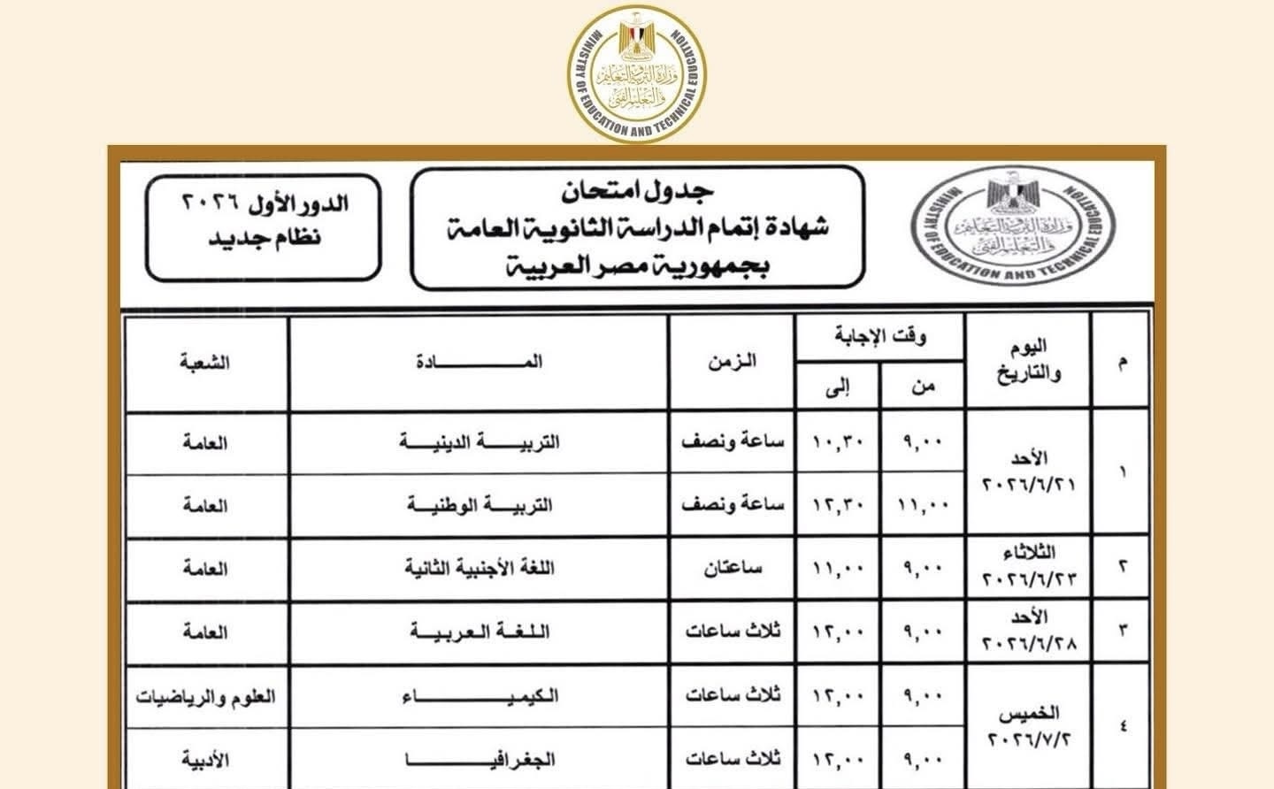 IMG 6436 1 امتحانات الترم الثاني 2026 جدول امتحانات الثانوية العامة 2026 لعلمي علوم.. التفاصيل كاملة موقع في الجامعة
