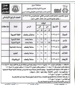 IMG 6932 امتحانات الفصل الدراسي الثاني جداول امتحانات الفصل الدراسي الثاني 2025/2026 بأسوان موقع في الجامعة