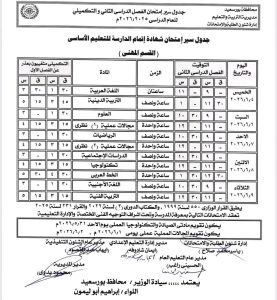 1777737183903 جداول رسميًا.. بورسعيد تعتمد جداول امتحانات الترم الثاني لجميع المراحل موقع في الجامعة