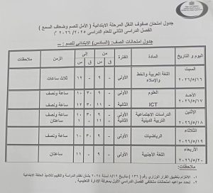 FB IMG 1777988994403 جداول امتحانات الترم الثاني 2026 ببني سويف رسميًا.. إعلان جداول امتحانات الترم الثاني 2026 ببني سويف لصفوف النقل والشهادة الإعدادي موقع في الجامعة