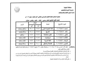 FB IMG 1778083634863 تعليم المنوفية يعلن جداول امتحانات الفصل الدراسي تعليم المنوفية يعلن جداول امتحانات الفصل الدراسي الثاني لجميع المراحل التعليمية 2026 موقع في الجامعة