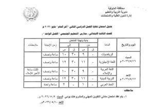 FB IMG 1778083645226 تعليم المنوفية يعلن جداول امتحانات الفصل الدراسي تعليم المنوفية يعلن جداول امتحانات الفصل الدراسي الثاني لجميع المراحل التعليمية 2026 موقع في الجامعة