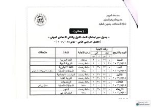 تعليم الفيوم يعلن جداول امتحانات النقل للفترتين الصباحية والمسائية للفصل الدراسي الثاني 2026 2 تعليم الفيوم يعلن جداول امتحانات النقل للفترتين