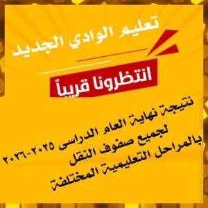 ترقبوا.. إعلان نتيجة نهاية العام الدراسي 2026 لصفوف النقل بالوادي الجديد 2 نتيجة نهاية العام الدراسي 2026 لصفوف النقل بالوادي الجديد