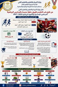 فتح باب التقديم بالمدارس الرياضية 2026 في مختلف المحافظات.. اعرف التفاصيل كاملة