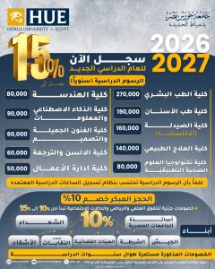 جامعة حورس تعلن بدء التقديم المباشر للالتحاق بكلياتها  