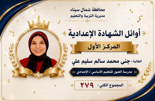 IMG 3131 1 اللغة الفرنسية بالإجابات لطلاب الثانوية العامة بالأسماء.. ننشر أوائل الشهادة الإعدادية 2026 بشمال سيناء موقع في الجامعة