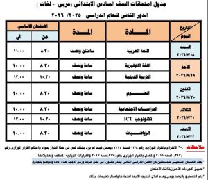 IMG 5651 امتحانات الدور الثاني جدول امتحانات الدور الثاني للمرحلة الابتدائية 2026 في دمياط.. اعرف المواعيد موقع في الجامعة