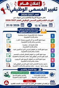 تعليم بني سويف يفتح باب تغيير المسمى الوظيفي للمعلمين والأخصائيين.. الشروط والمستندات المطلوبة 2 تعليم بني سويف يفتح باب تغيير المسمى الوظيفي للمعلمين