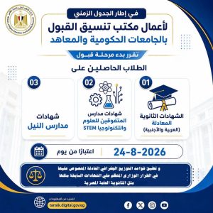 تنسيق الجامعات 2026.. بدء تسجيل رغبات الشهادات المعادلة وطلاب STEM ومدارس النيل اليوم