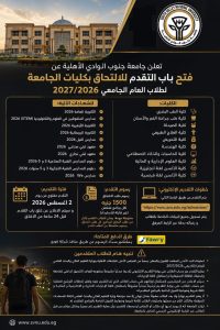 جامعة جنوب الوادي الأهلية تعلن فتح باب التقديم للعام الجامعي 2026/2027